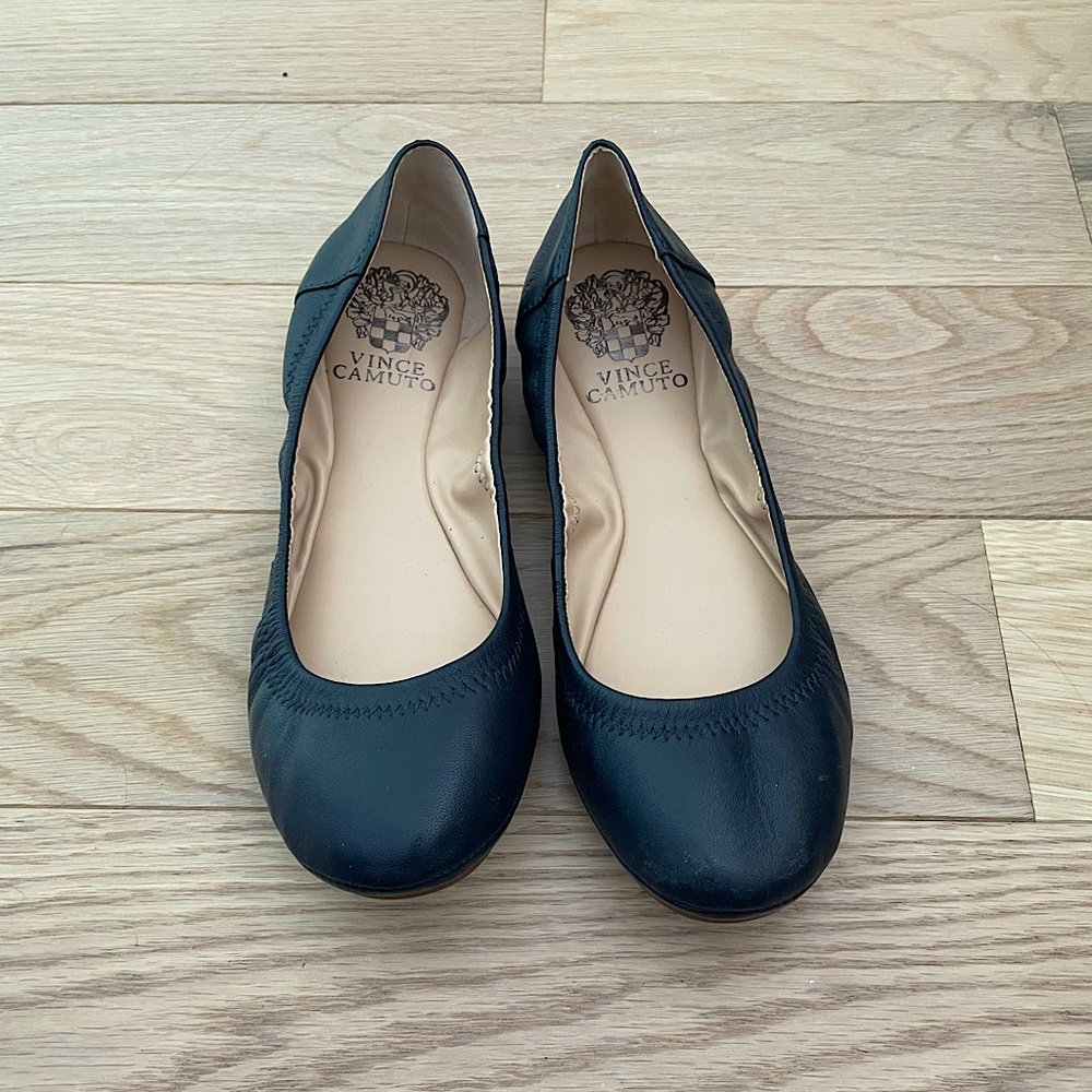 Navy Vince Camuto Leather “Ellen” flats